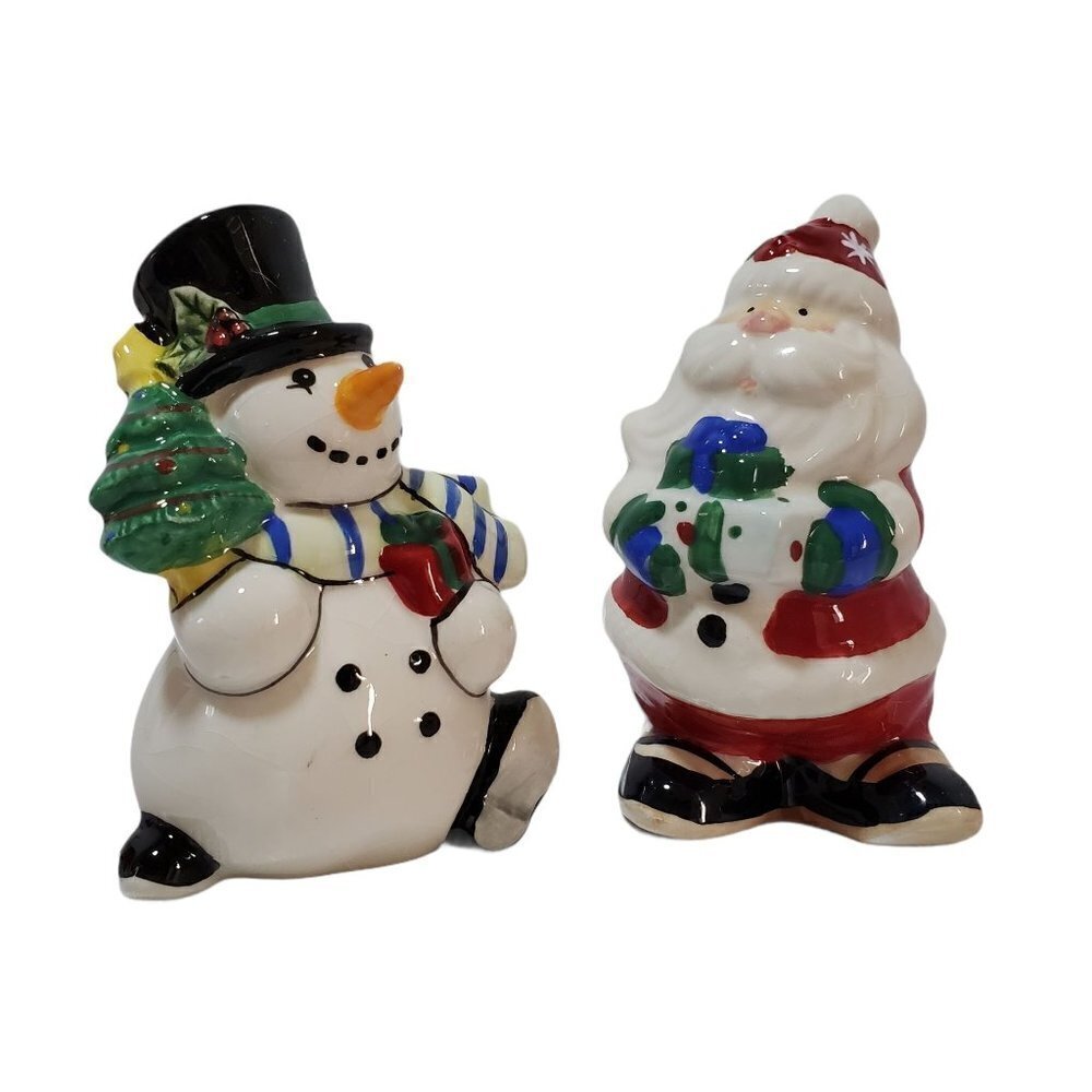 Fitz & Floyd Merry & Bright Salt & Pepper Shakers Ceramic Christmas 2011 NOS - Picture 2 of 9